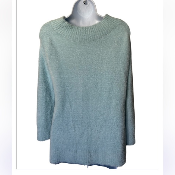 Boston Proper Tunic Sweater powder blue v neck fuzzy cozy excellent Size S - Picture 3 of 8